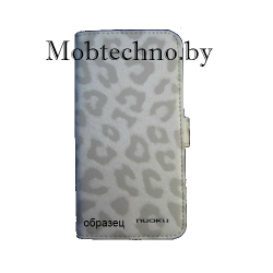 Apple iPhone 5 5s чехол-книга Nuoku с пленкой, белый леопард