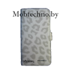 Apple iPhone 5 5s чехол-книга Nuoku с пленкой, белый леопард