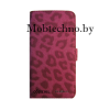 Apple iPhone 5 5s чехол-книга Nuoku с пленкой, розовый леопард