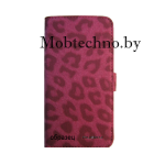 Apple iPhone 5 5s чехол-книга Nuoku с пленкой, розовый леопард