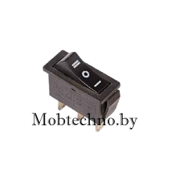 36-2220 Выключатель клавишный 250V 15А (3с) ON-OFF-ON черный  с нейтралью