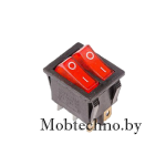 36-2410 Выключатель клавишный 250V 15А (6с) ON-OFF красный  с подсветкой двойная