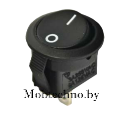 36-2510 Выключатель клавишный круглый 250V 6А (2с) ON-OFF черный  Micro  (RWB-105, SC-214)