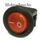 36-2570 Выключатель клавишный круглый 250V 6А (3с) ON-OFF красный  с подсветкой
