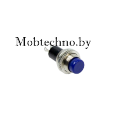 36-3332 Выключатель-кнопка  маталл 220V 2А (2с) (ON)-OFF Ø10.2 синяя Mini Б/фиксации