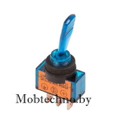 36-4371 Тумблер 12V 20А (3c) ON-OFF однополюсный с синей подсветкой