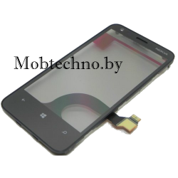 Nokia Lumia 620 передняя панель в сборе с тачскрином (черный), оригинал